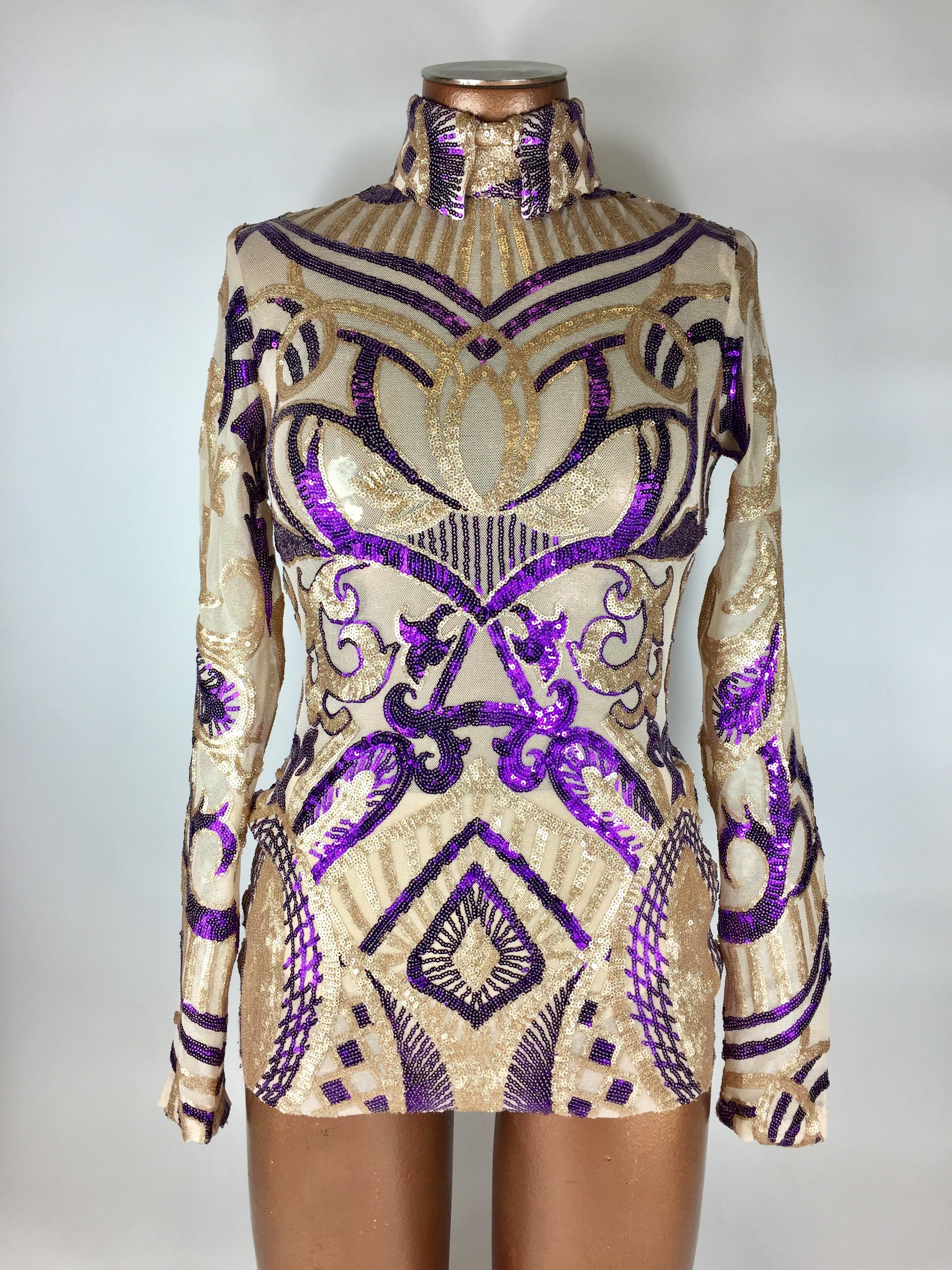 lavender and gold dress