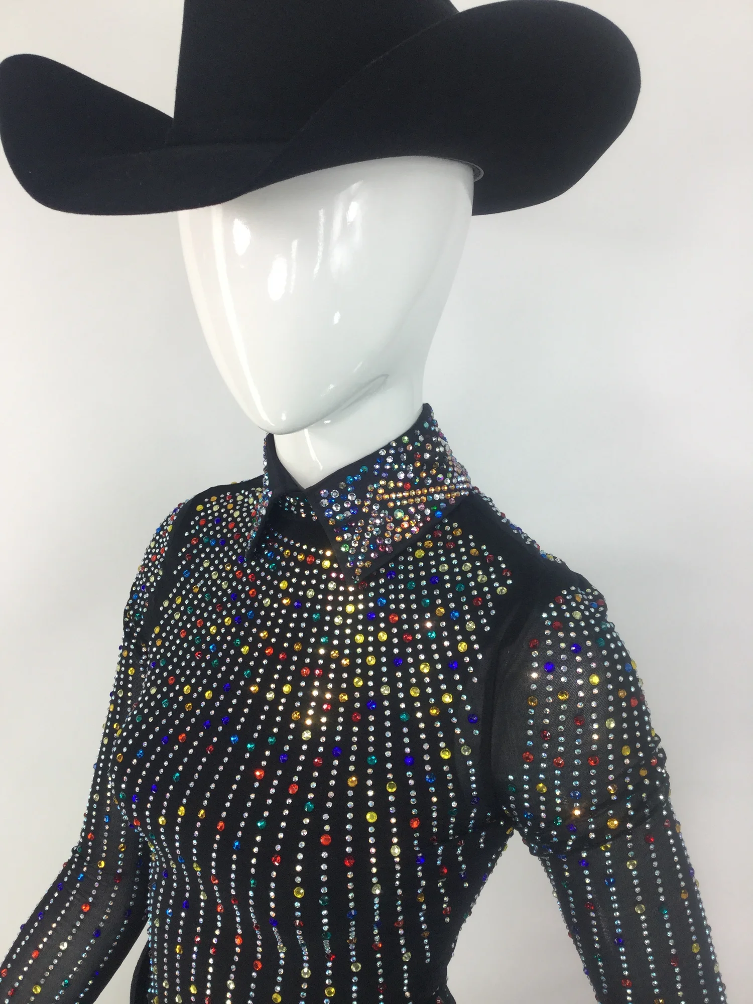 Chemise Wester Horse Show Sarcelle Et Noire Zippée Avec Bling - Occasion