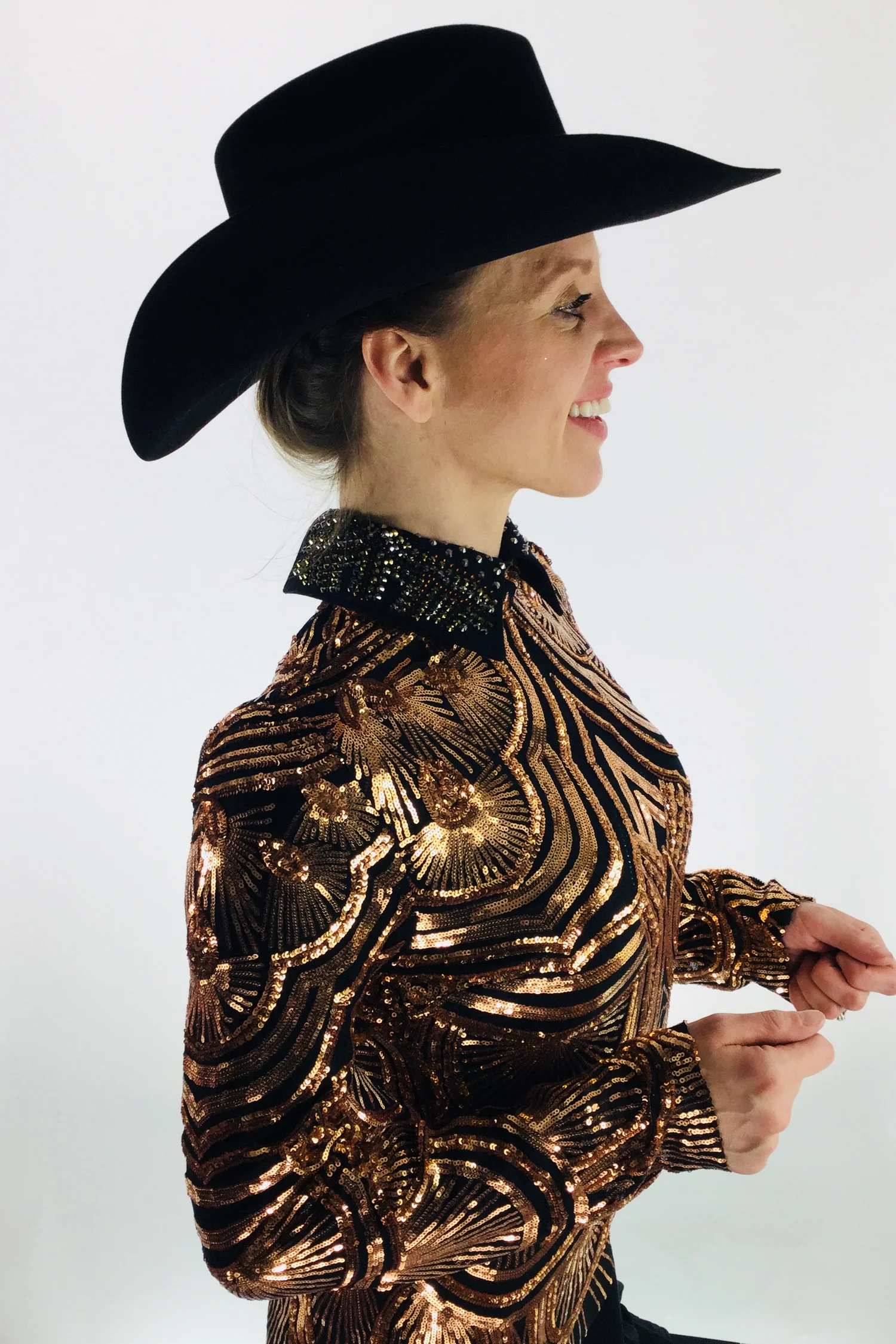 Black and Copper Sequin * Western Show Shirts * Horse Show Clothing and Apparel Sparkle Ridge Black and Copper Sequin * Western Show Shirts * Horse Show Clothing and Apparel Sparkle Ridge