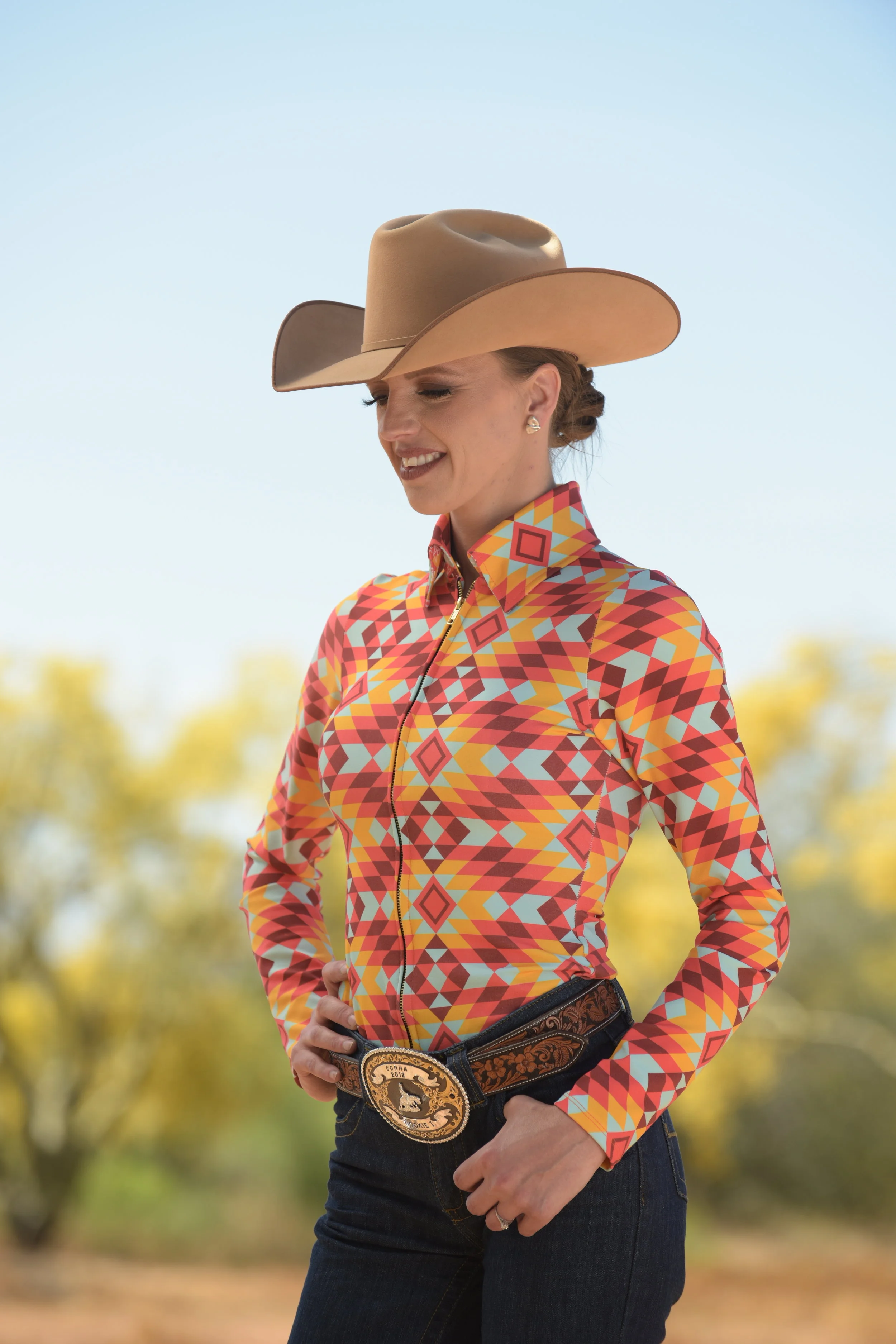 Mint Orange Southwest Punch Western Shirt
