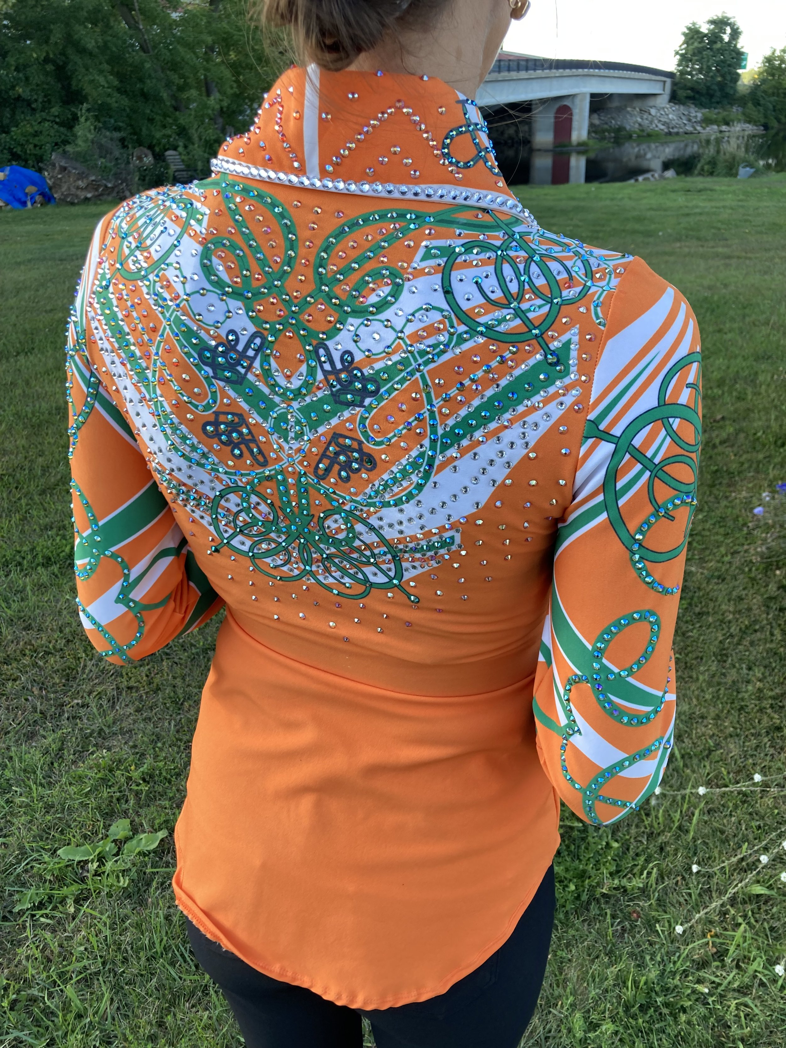 Women's Small Orange * Front Zip Jacket * Horse Show Clothing * Sparkle