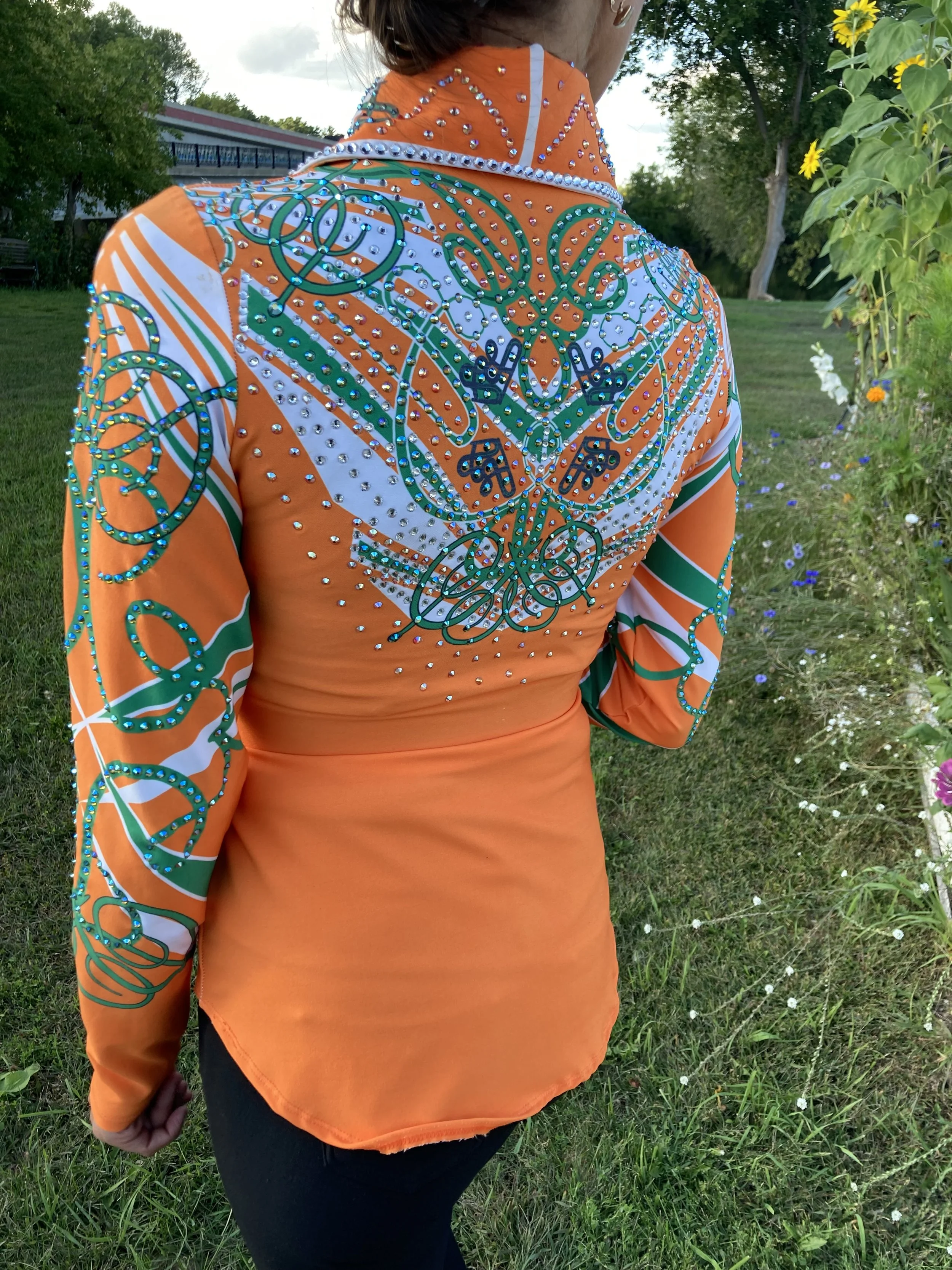 Women's Small Orange * Front Zip Jacket * Horse Show Clothing * Sparkle