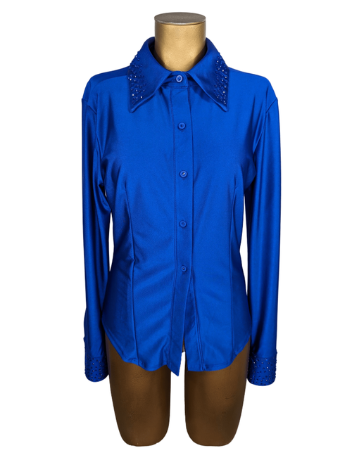Western Show Shirt Women's Button Up Rodeo Shirts ?Royal Blue