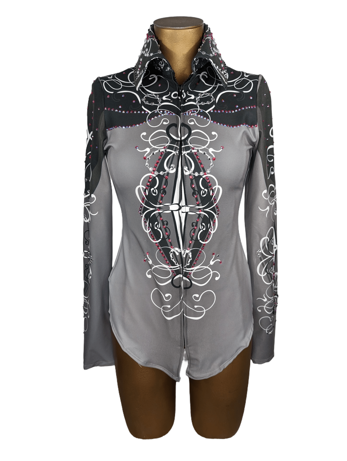 sparkle-ridge-western-show-shirts-womens-rodeo-shirts-barrel-racing-shirts-horse-show-jacket-grey-queens-front.png