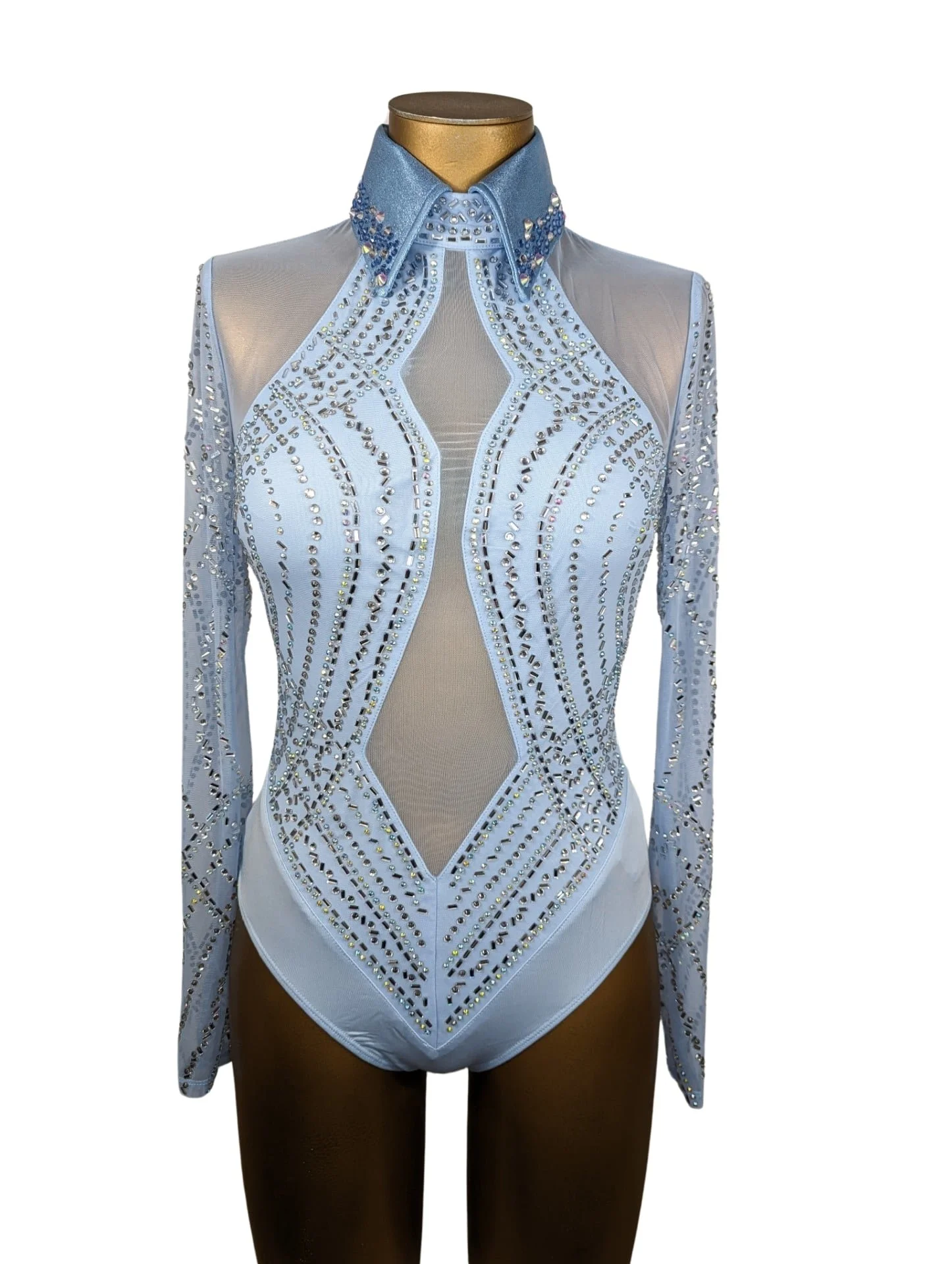 Chemise bleue western horse show femme paillettes zippées