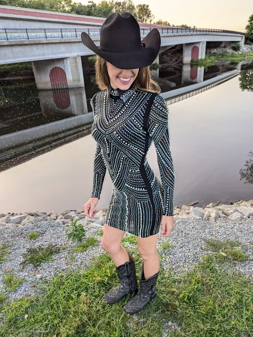 sequin dress with cowboy boots em.peer on LTK our Viv Sequin Mini dress is soft on the skin Women Sequin Fringe Cowboy Boots