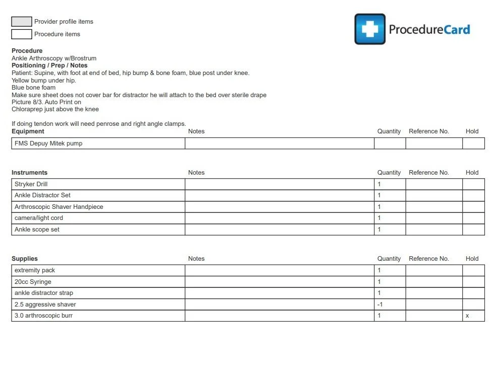 Preference Card Surgery App Card Procedure Software For Surgery Room