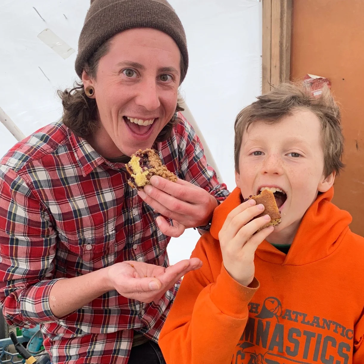Deckhand Pepper and Oscar reaping the rewards. Yum!