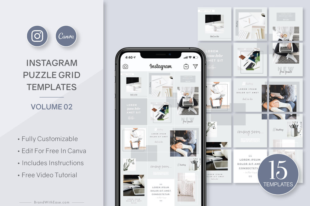 Instagram Canva Template.18 posts Details about / Instagram Puzzle for Canva Insta Feed