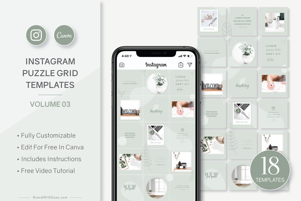 Instagram Post Templates Puzzle Grid Volume 03 For Canva Standard License Brand With Ease