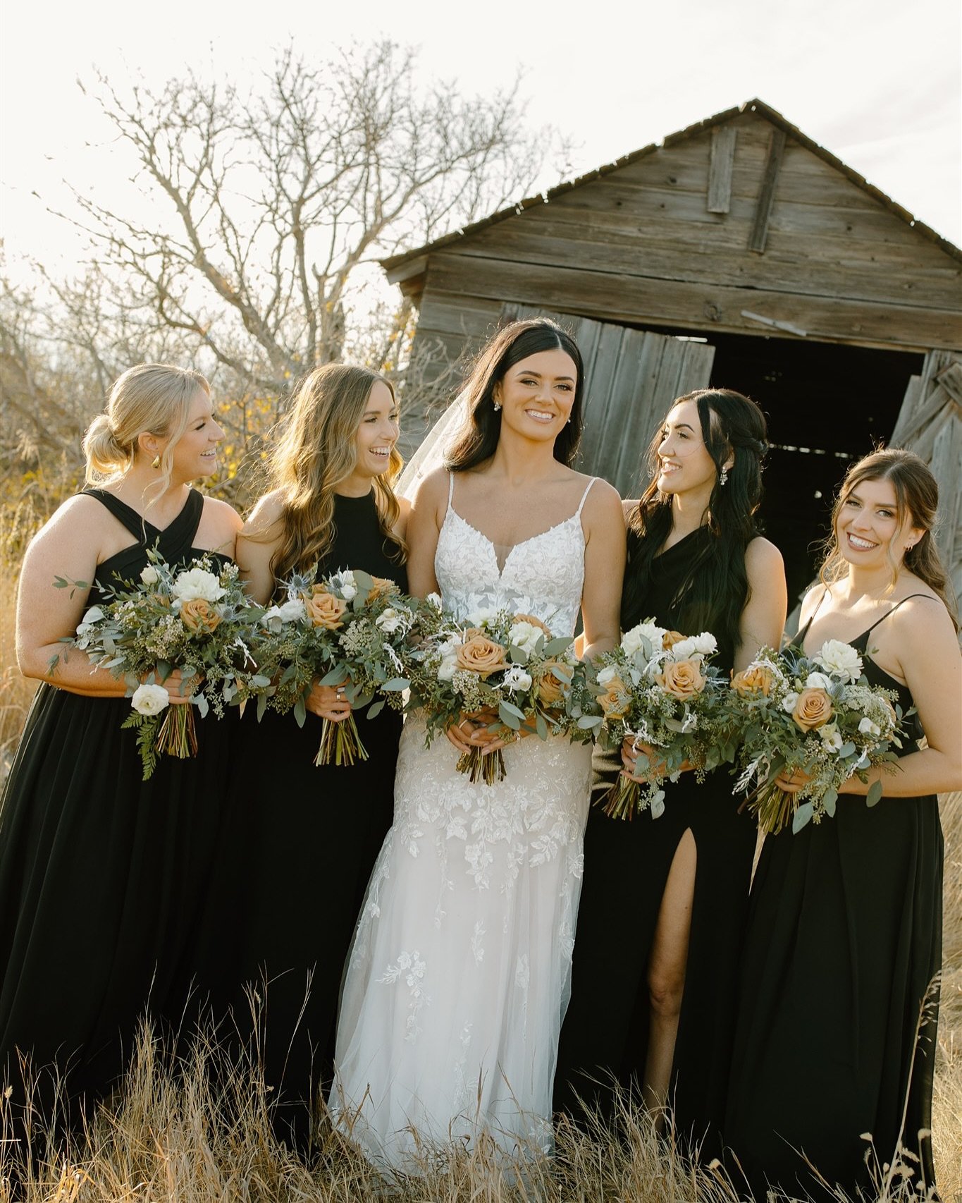 Emily and her beautiful bridesmaids 🖤 Every year I look forward to seeing what the trends will be for bridesmaids dresses and I loved all of the classic black dresses in 2024! Can&rsquo;t wait to see what all the new wedding trends will be this year