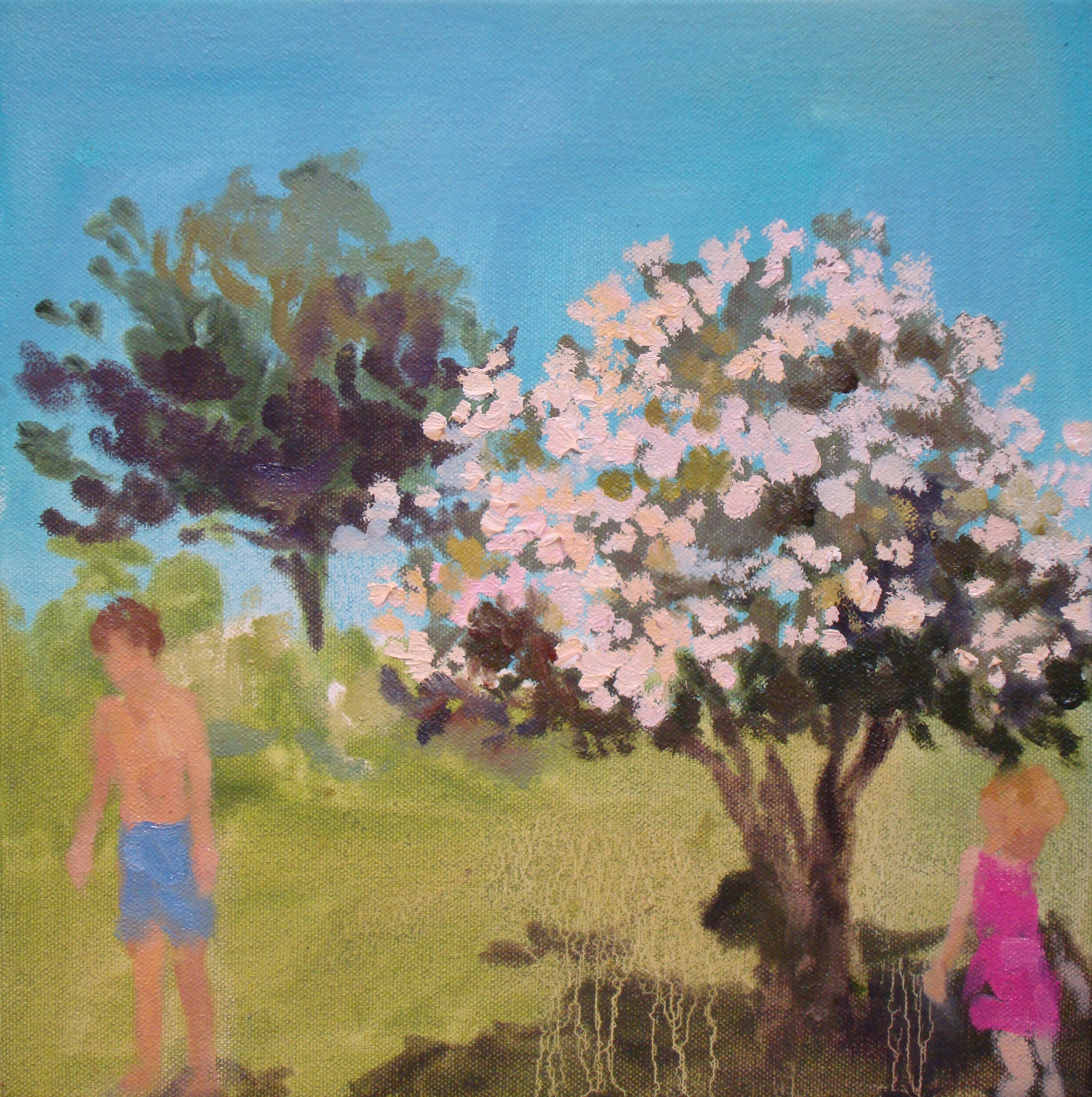 Vintage Suite (swimming) 8 x 8 in. oil on canvas 2011