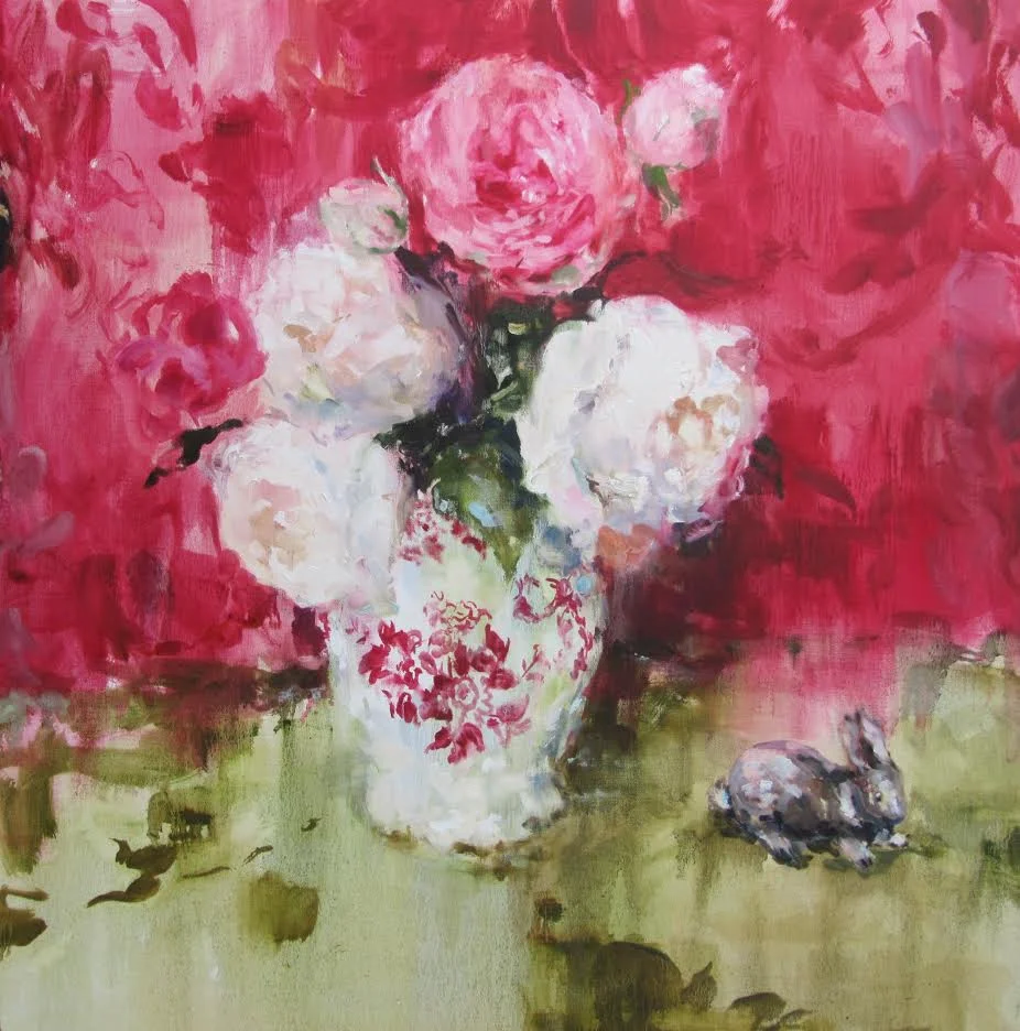 Roses and Moss (velvet night) oil on linen 30 x 30 in. 2014