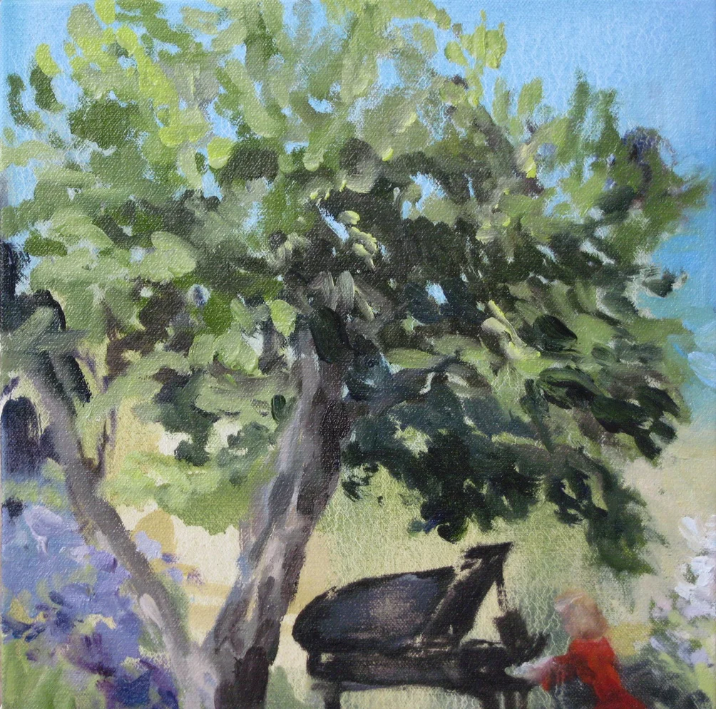 Canopy (piano in the garden) 8 x 8 in. oil on canvas 2010