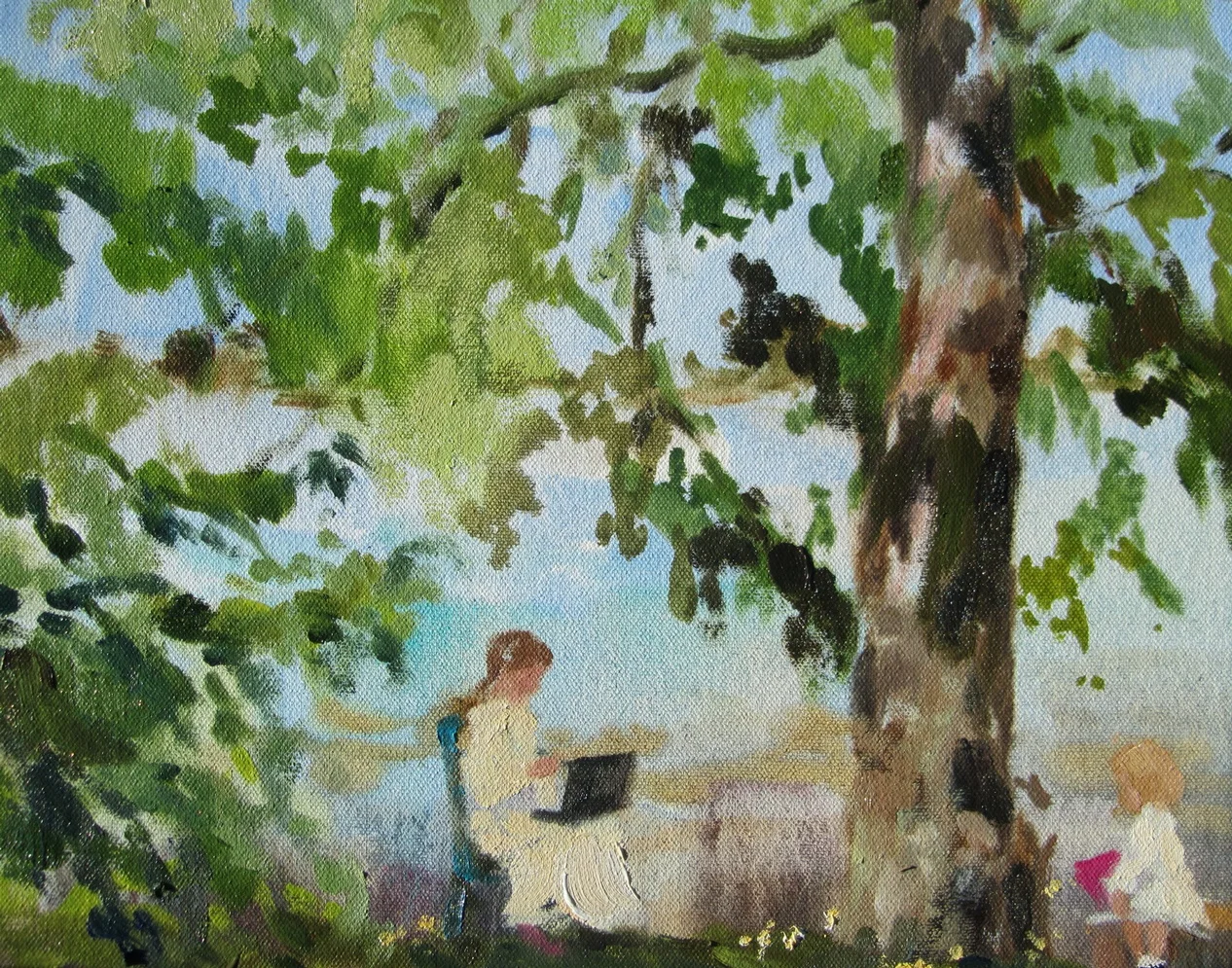 Story Heart (game by the shore) 8 x 10 in. oil on canvas 2011
