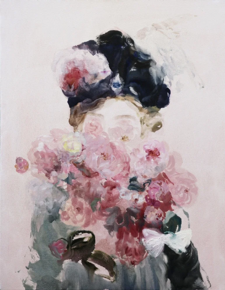 Kissing Trees (wild roses) oil on canvas 30 x 24 in.