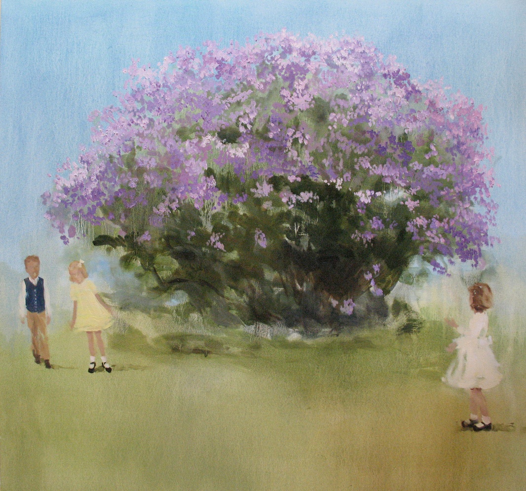 Velvet Carousel (lilacs and linen) oil on canvas 34 x 36 in. 2010