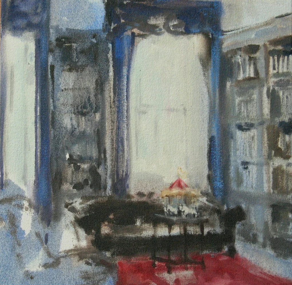 Velvet Carousel (magic in the study) oil on canvas 8 x 8 in. 2010