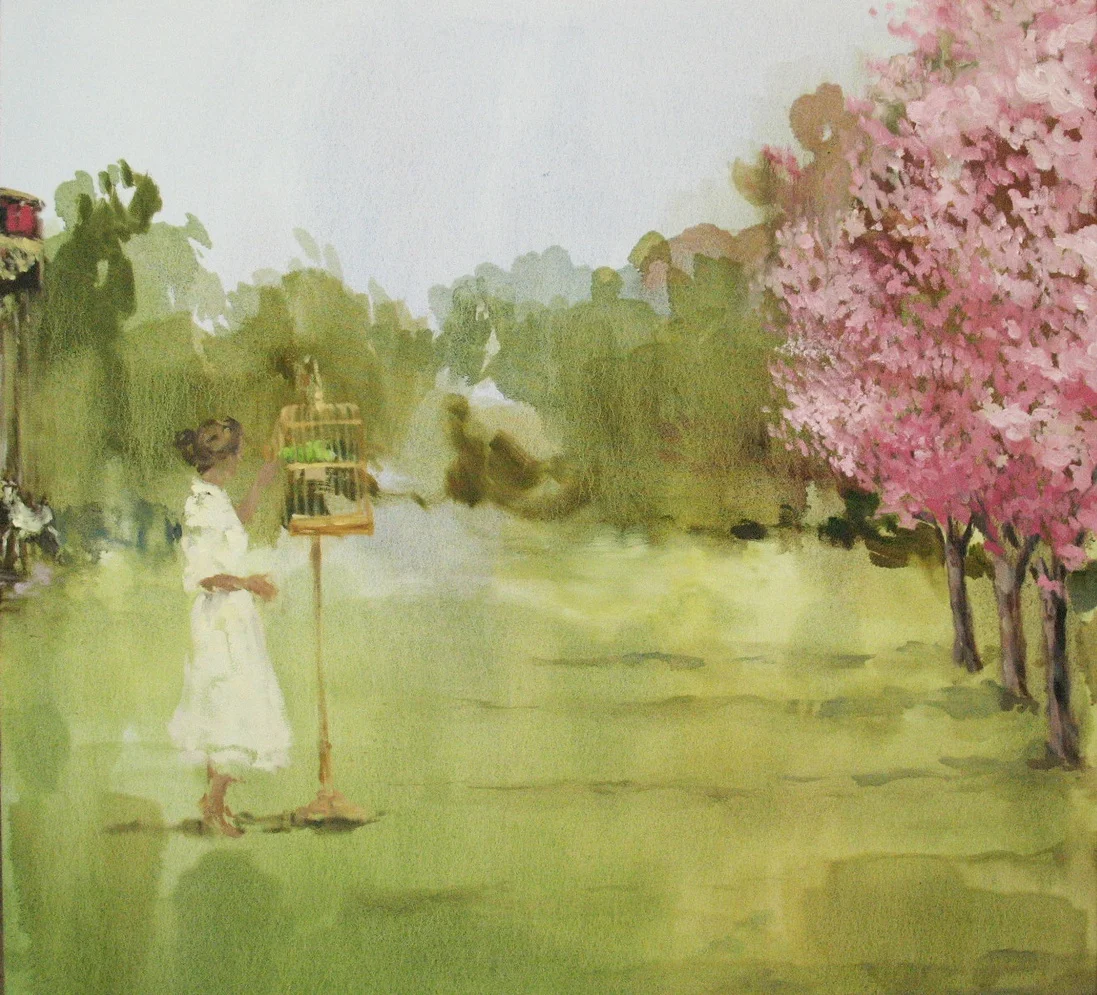 Velvet Carousel (birds will bring you honey) 34 x 36 in. oil on canvas 2010