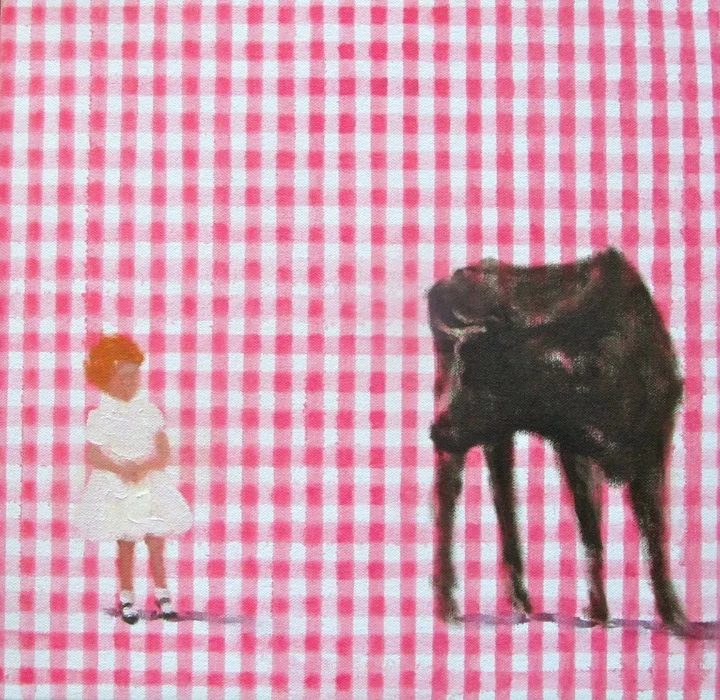 In blush time (gingham honey I) oil on canvas 10 x 10 in. 2012