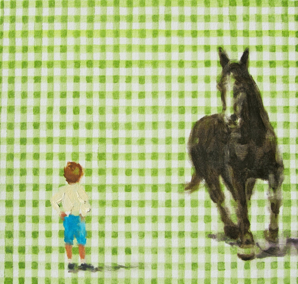 In blush time (gingham honey II) oil on canvas 10 x 10 in. 2012