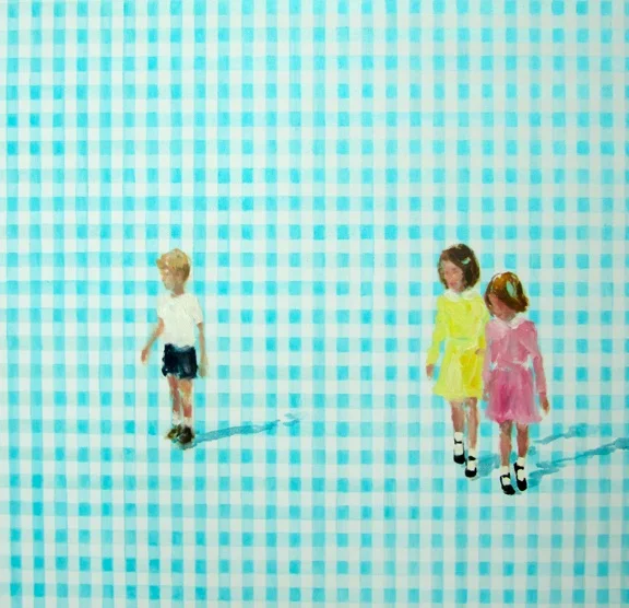 In blush time (gingham honey VIII) oil on linen 24 x 24 in 2012