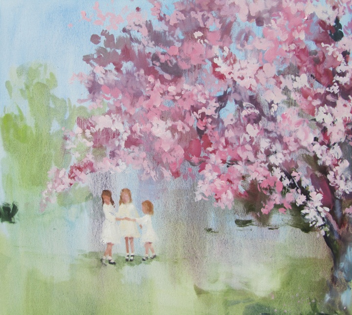 In blush time (the sunshine walked beside her) oil on canvas 30 x 30 in. 2012