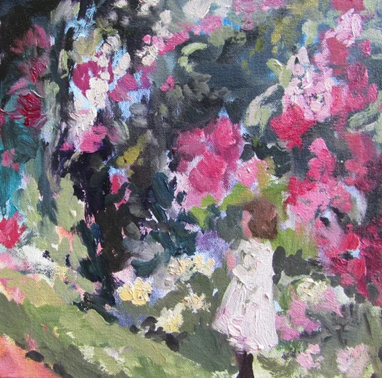 In blush time (tangled garden study) oil on canvas 8 x 8 in. 2012