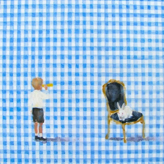 In blush time (gingham honey III) oil on canvas 10 x 10 in. 2012