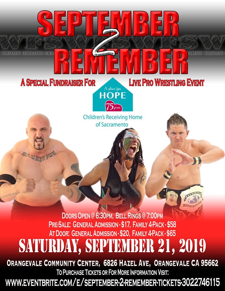 Sacramento Wrestling Federation presents September 2 Remember