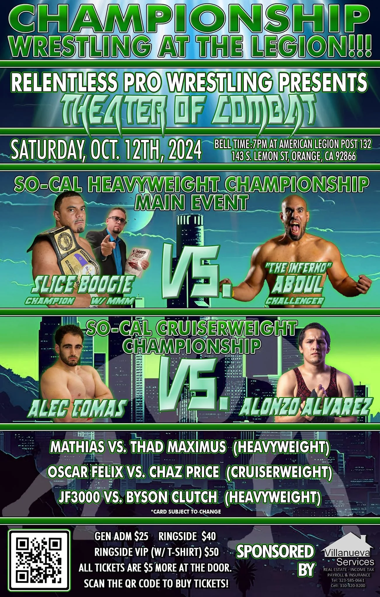 Relentless Pro Wrestling presents Theatre of Combat