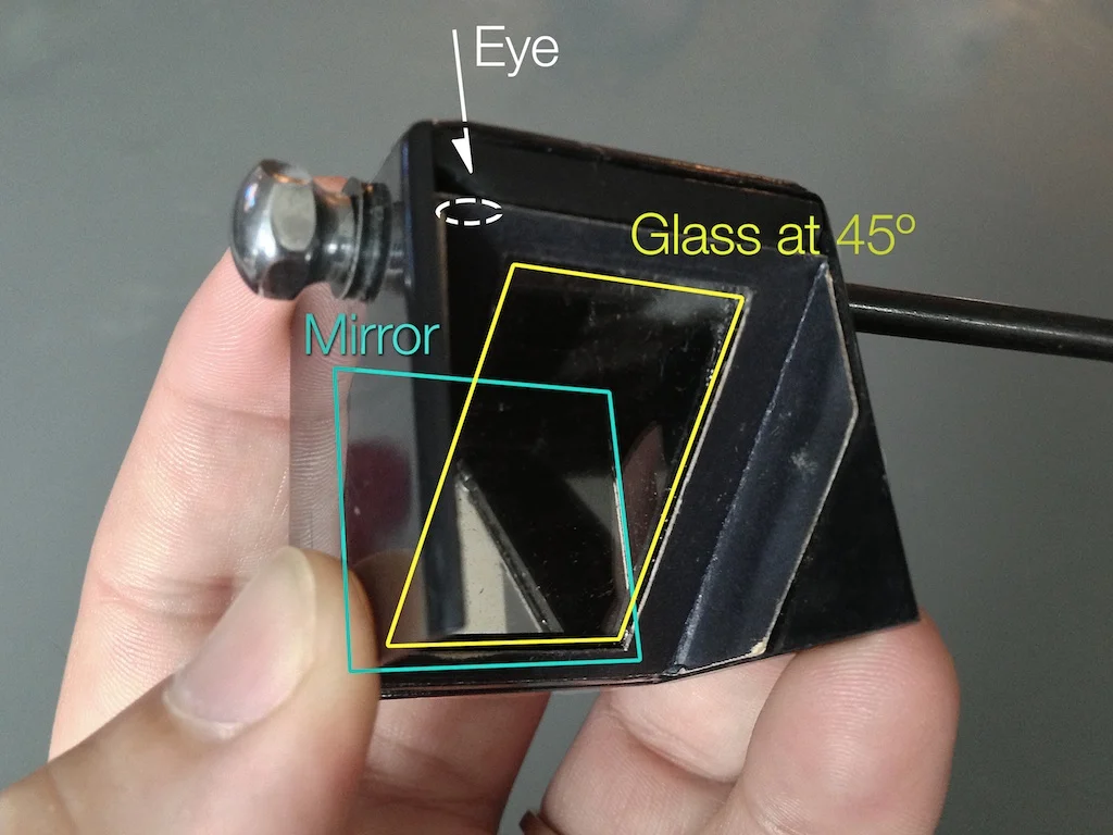 Instead of a camera lucida prism, these tools used an angled mirror with a separate angled piece of glass.