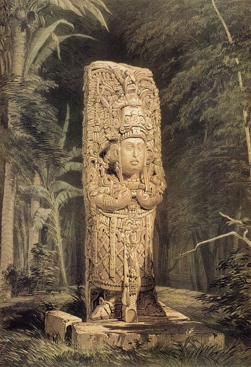   "Stela D" at Copan, from Views of Ancient Monuments in Central America, Chiapas and Yucatan 1844  
