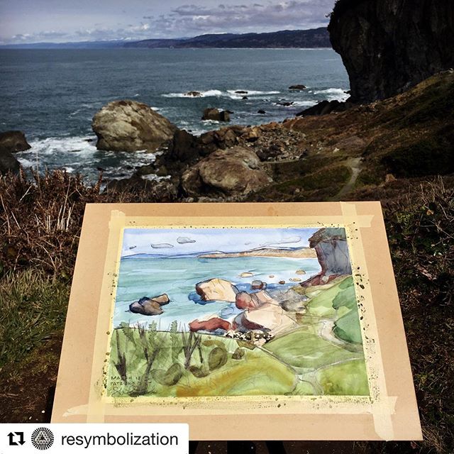 #Repost @resymbolization (@get_repost)
・・・
Happy Cloud Painting Club at Patrick&rsquo;s Point today. I used my NeoLucida to inform a minimal foundation sketch. Me being colorblind, I chose a color palette too complicated for my own understanding and 