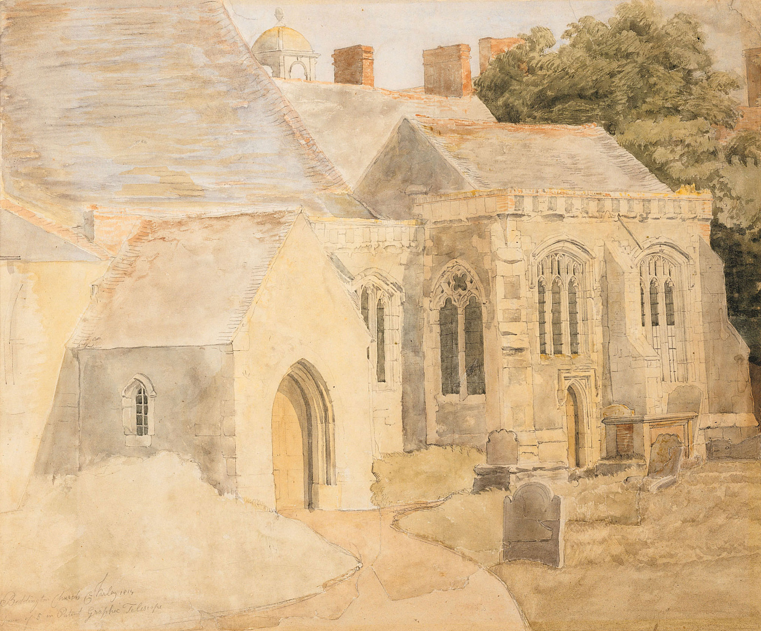  St. Mary's Abbey, Beddington (1814). Made with Varley’s Patent Graphic Telescope with a magnification power of 5. 