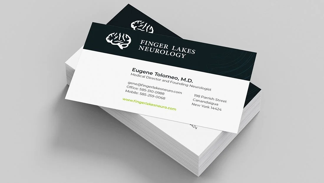 Graphic design print business cards for Finger Lakes Neurology