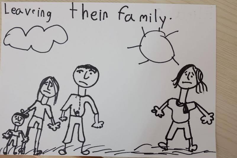 A drawing by a kindergarten kid after HOME’s school visit