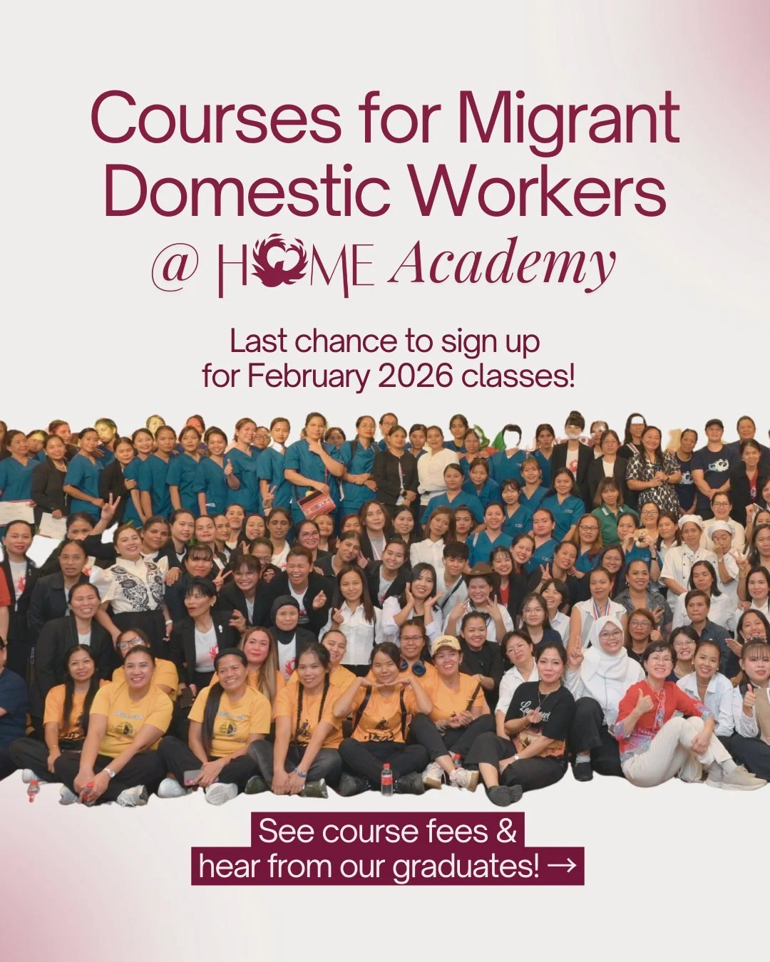 Are you a migrant domestic worker living in Singapore? Do you want to pick up new skills and knowledge? Meet new friends and have fun learning together? You can join a course in HOME Academy. We have many courses, from computer skills, hairdressing, 