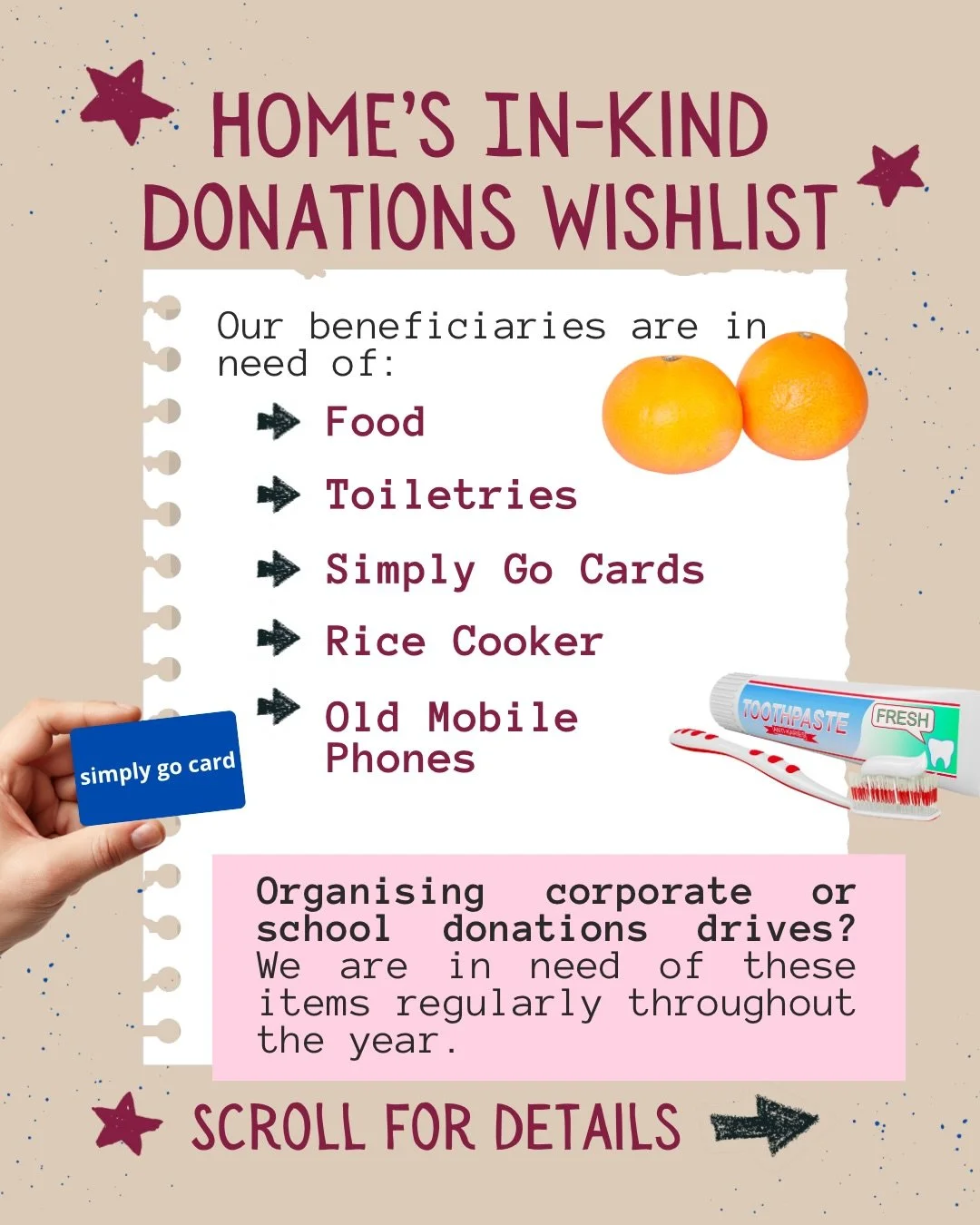 Planning a Corporate Social Responsibility initiative, school project or community donation drive?

Through our Women&rsquo;s shelter and Migrant Worker Help Desk, we support thousands who have experienced abuse, deception, exploitation or wage theft