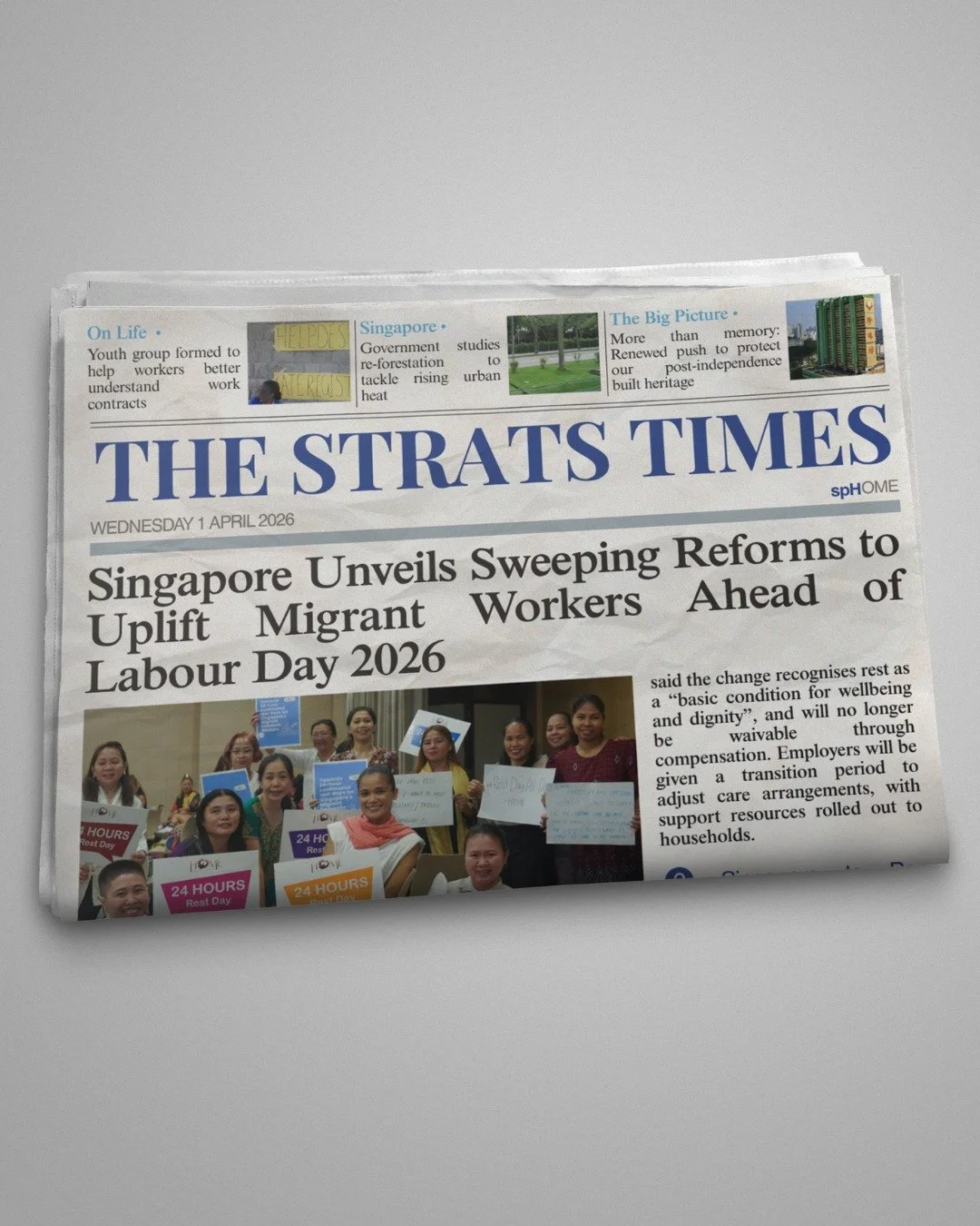 Best news to wake up to 🤯
.
.
.
.
.
.
.
.
.
.
.
Happy April Fools 🥲🥲🥲
Read through to find out real policy changes HOME would like to see!

 #migrantrights #workersrights #workersoftheworldunite #sgnews #singaporenews