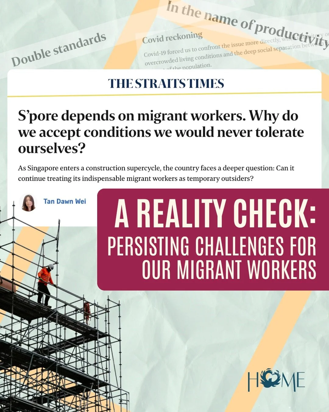 Singapore is building more, faster and bigger than ever. But behind our MRT lines, BTO flats, ports, airports and infrastructure projects are migrant workers whose labour makes this possible, yet many still face recruitment debt, unsafe transport, ex