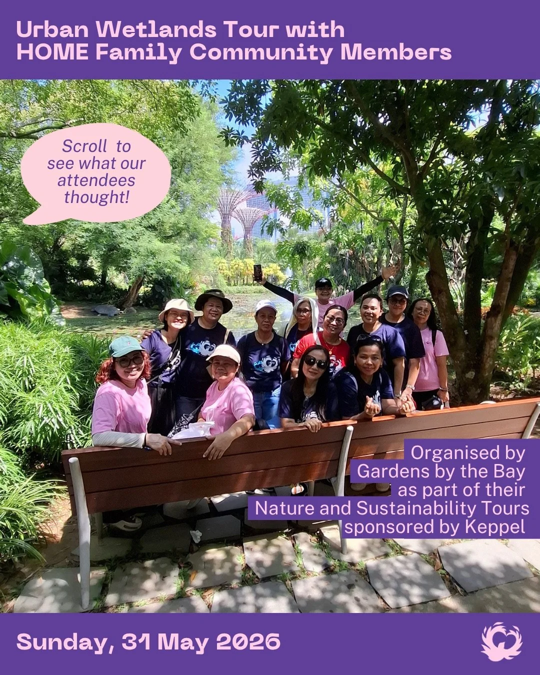 On 31 May 2026, HOME Family community members got to go on a wetlands tour, led by passionate guides, organised by @gardensbythebay as part of their Nature and Sustainability Tours Initiative. 

Everyone found it highly informative and enjoyable, scr