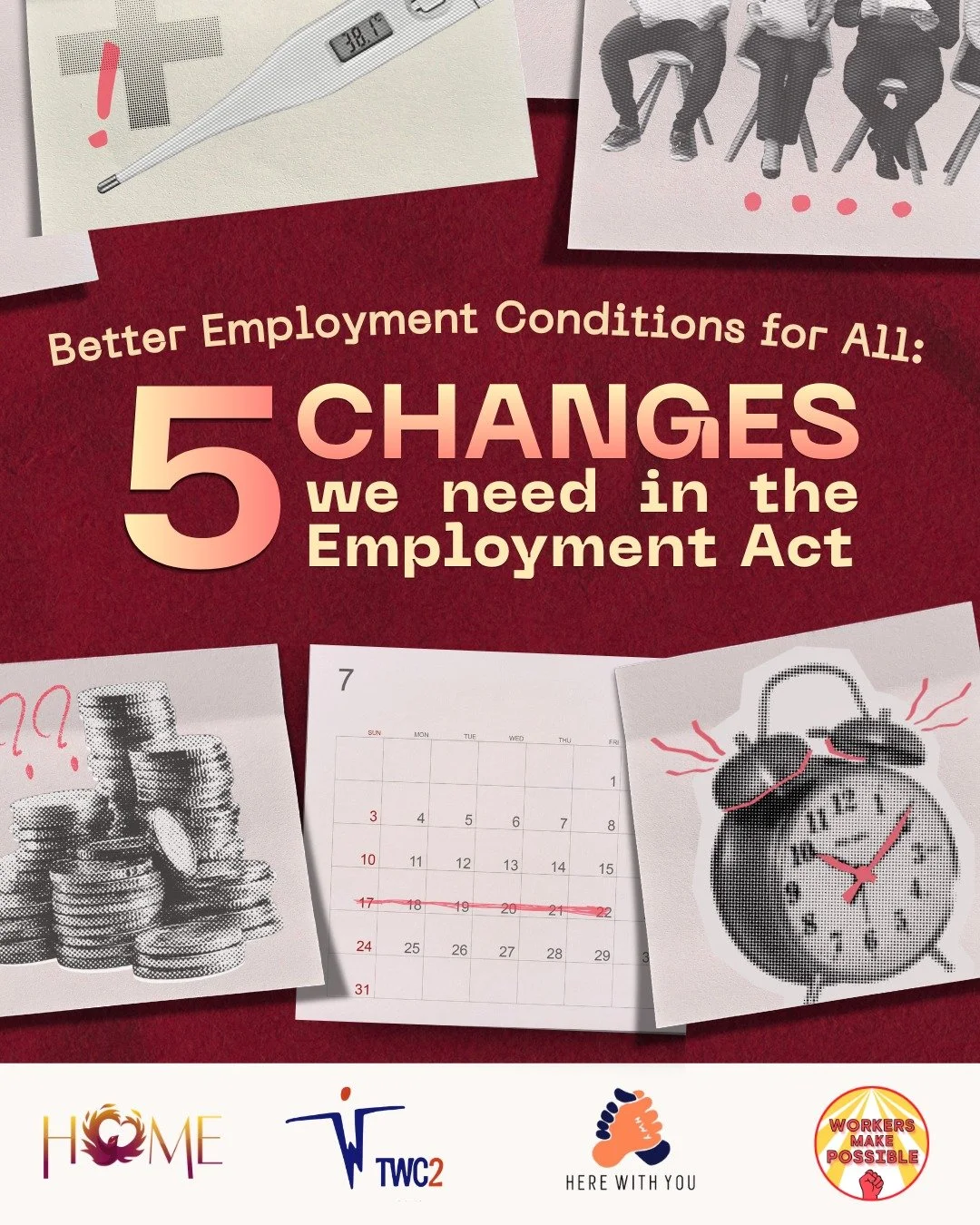 What could better employment conditions look like under the Employment Act?

Last month, HOME, together with @herewithyou.org.sg , @twc2sg  and @workersmakepossible, submitted a joint report proposing 15 amendments to Singapore&rsquo;s main labour la