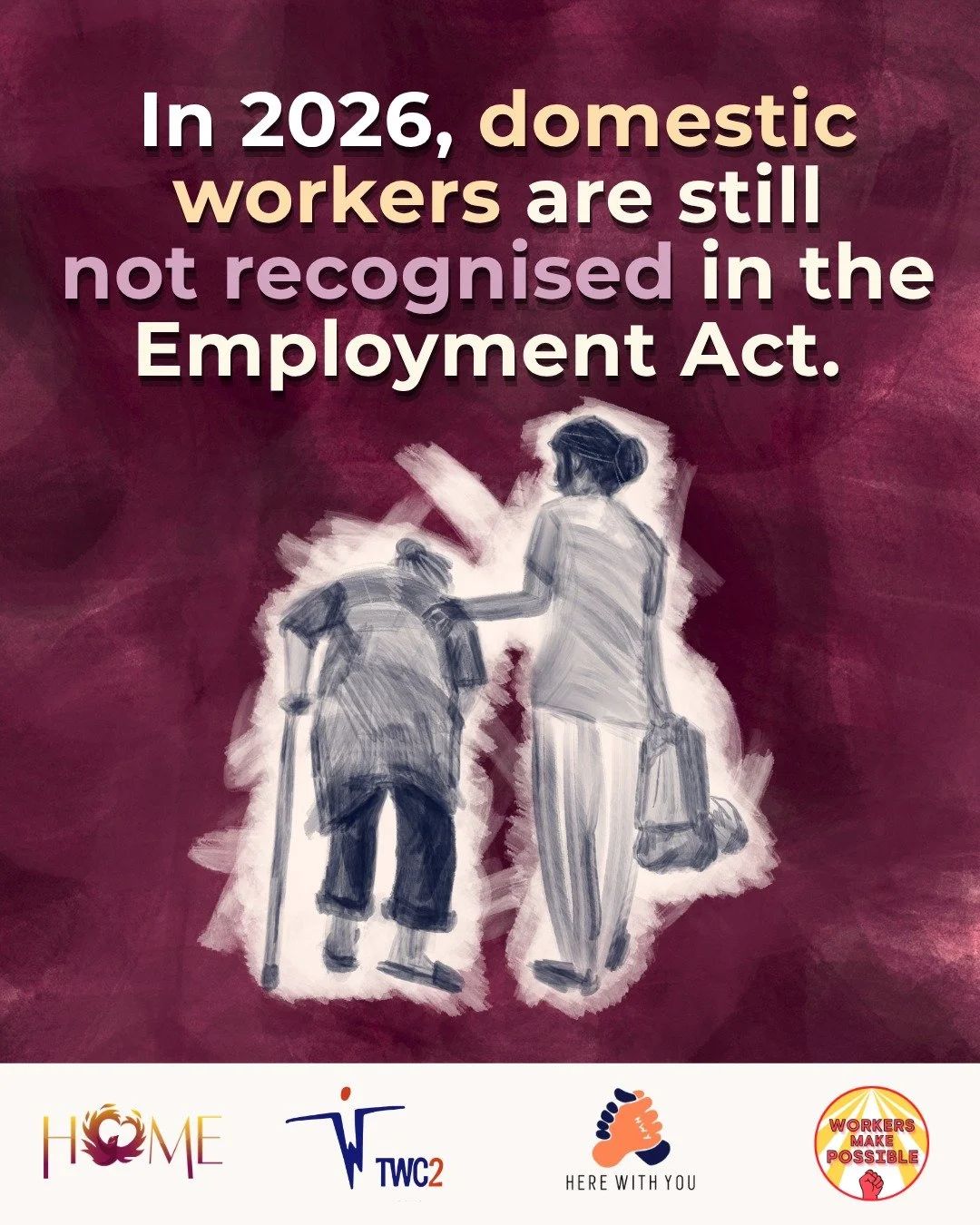 Singapore's domestic workers have a critical role in caring for our homes and families, especially our elderly and children 🏠🏢

But domestic workers are still not protected by the fundamental labour rights that others might take for granted-- annua