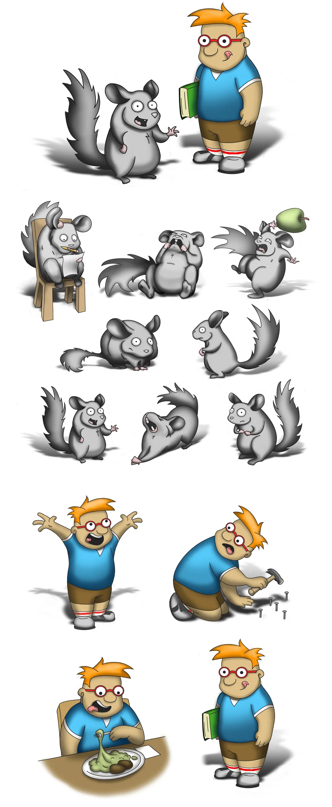 Photoshop, Illustrator Quincy and Hines are characters that went along with an animated short script written for Nickelodeon.