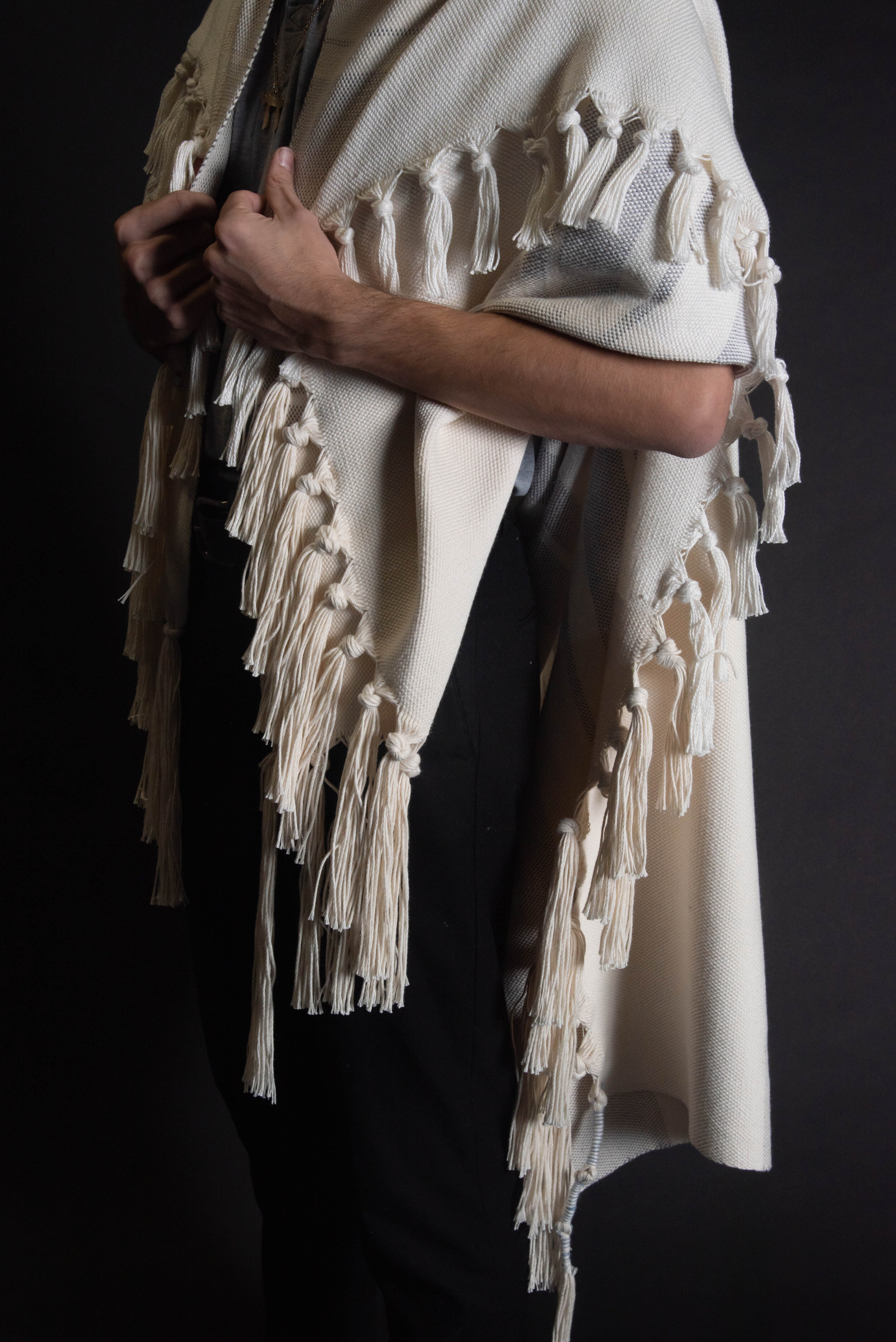  Detail of prayer shawl as a garment. 