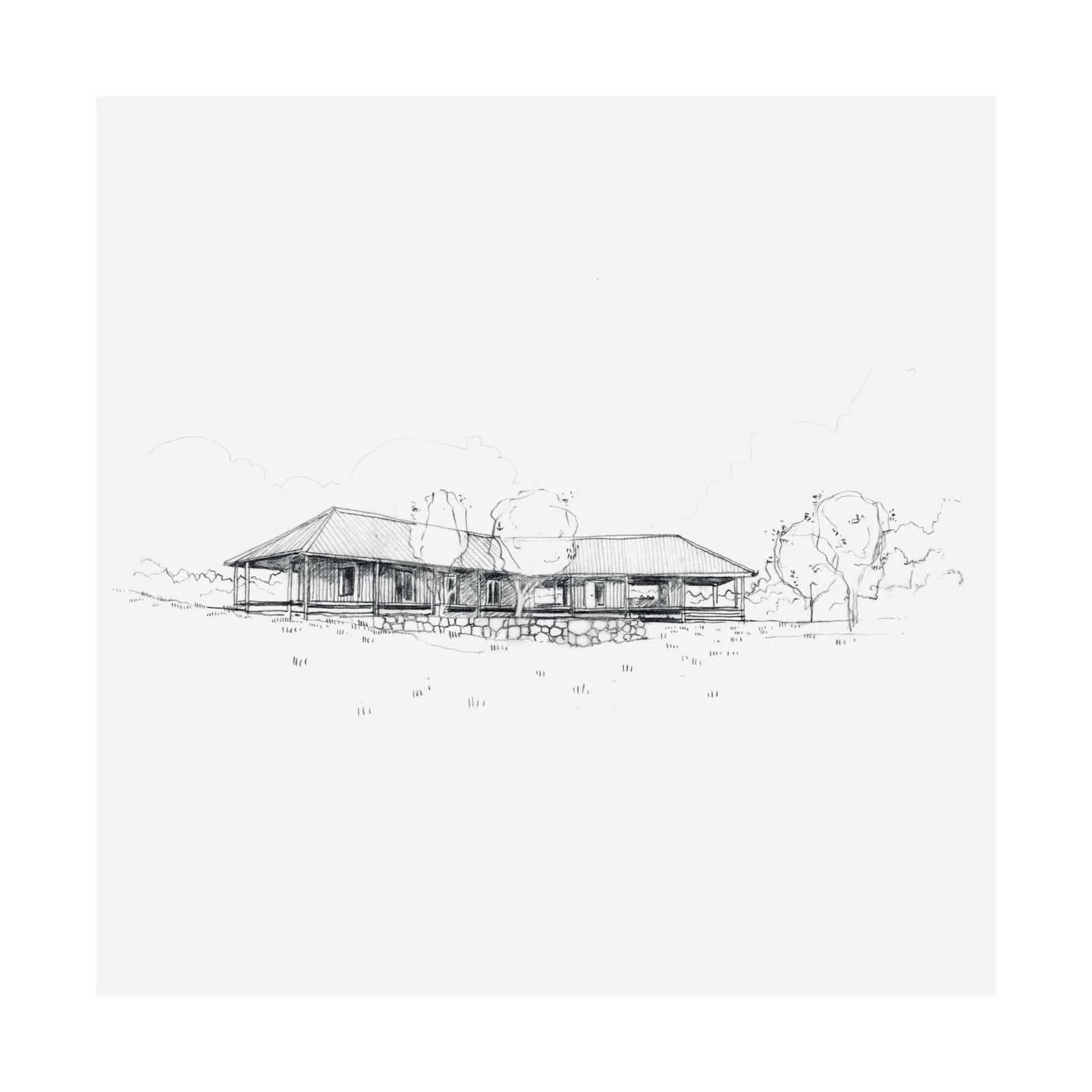 House in the Pasłęka River Valley.

An early sketch for this family house which is currently under construction in Warmia, two years since starting on the project. 

The cranked form of the house anchors the building to the site. On one side this cre