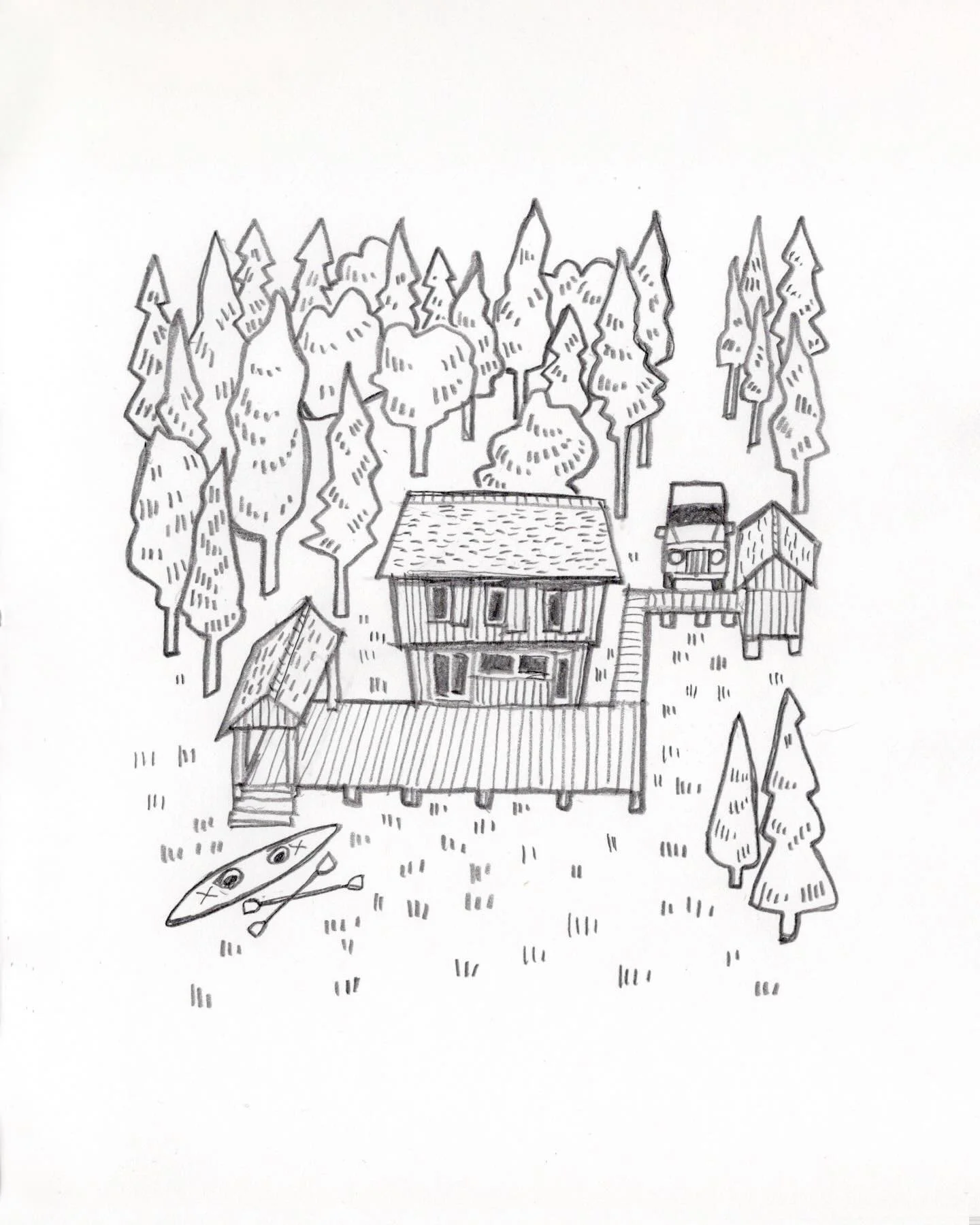 A cabin in the woods for three siblings. Part of a larger settlement in the Polish countryside. Starting on site later this year.

SO_045