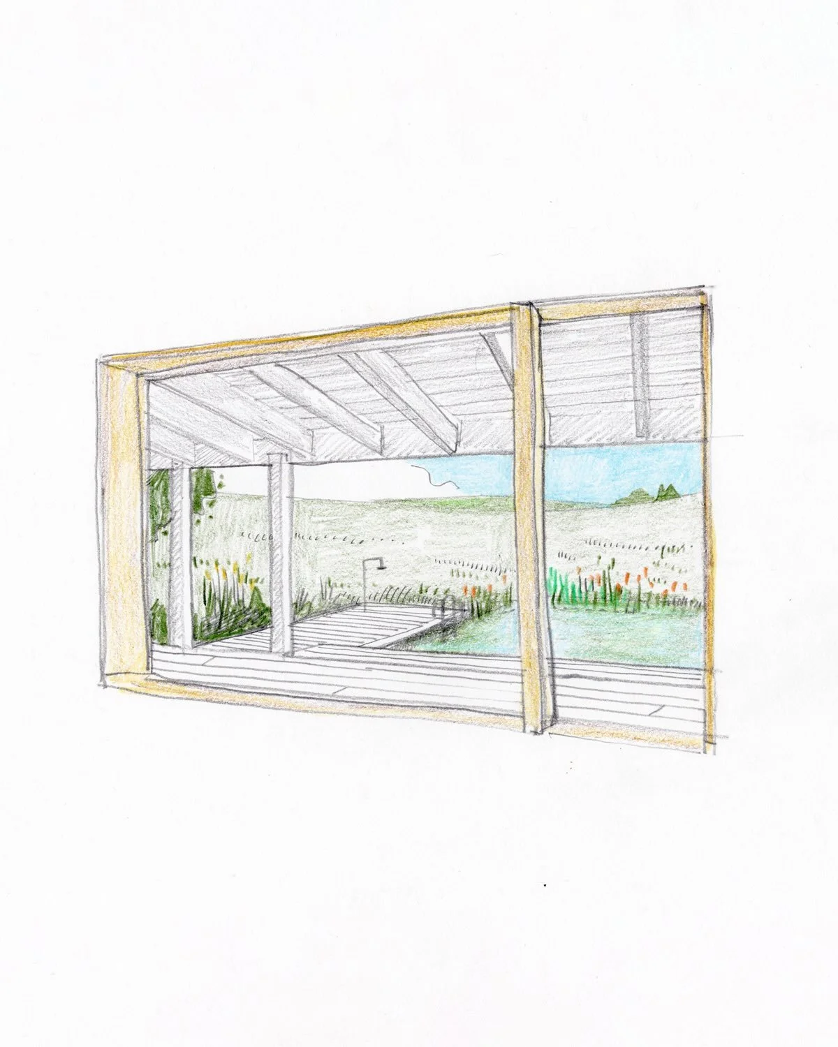 Initial sketches for a bathing pavilion at the amazing @dolinajurt in Mazury in the north of Poland.

Part of a wider conversation about the future of this wonderful, tranquil valley, the pavilion sits on the edge of open fields and gives guests acce