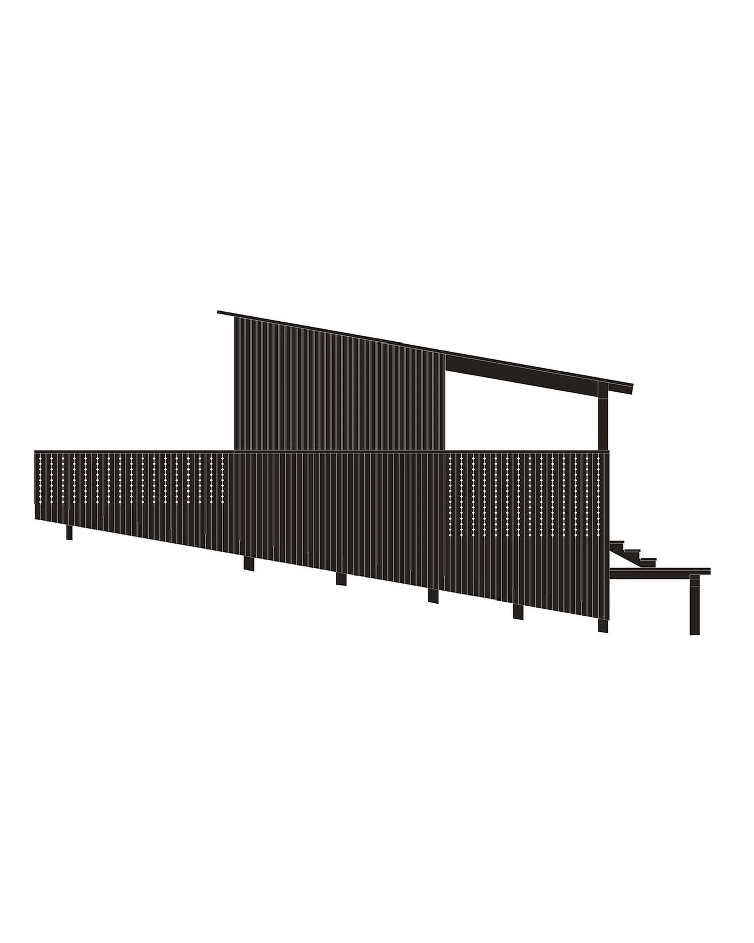 An elevation study for a bathing pavilion in Mazury, Poland. Part of work on a masterplan for the very special @dolinajurt and on-site this autumn.

The sloping site is described by the form of the building, light and privacy are controlled through o